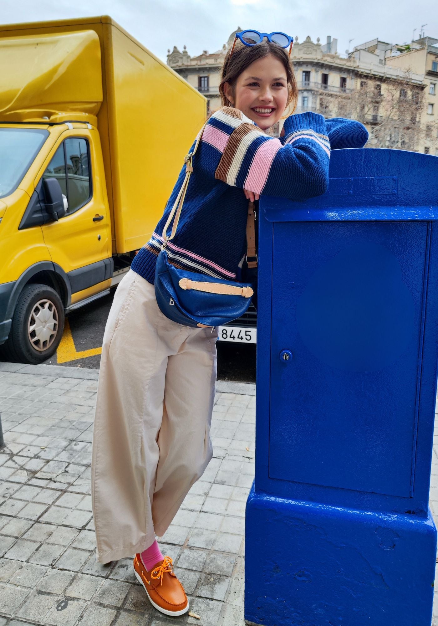 Sac Banane en Cuir Bleu