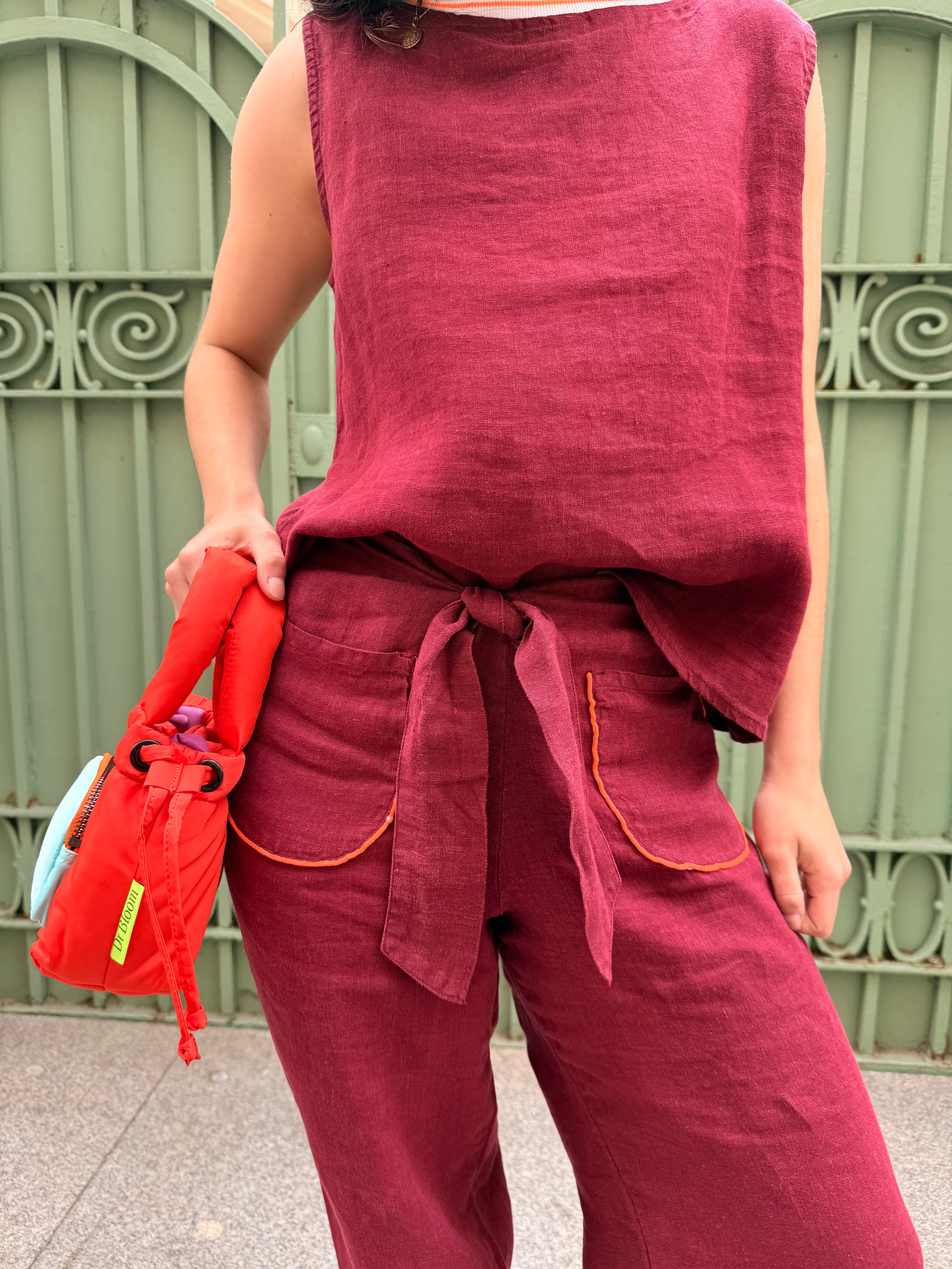 Pantalon en lin vin Lazo