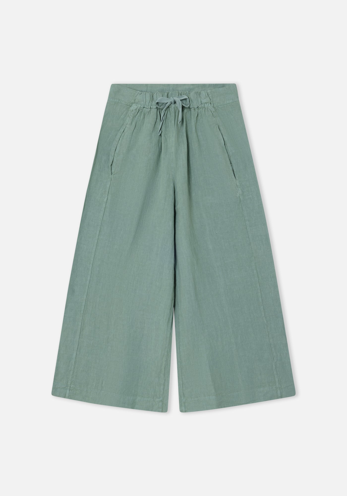 Pantalon bouffant en lin vert