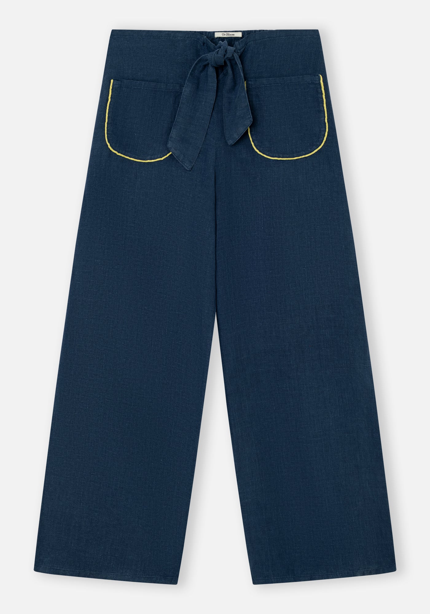 Pantalon en lin bleu Lazo