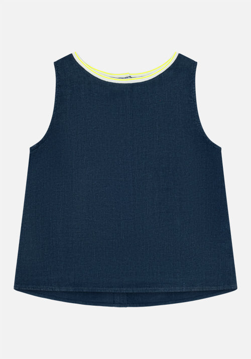 Top en lin bleu Ana