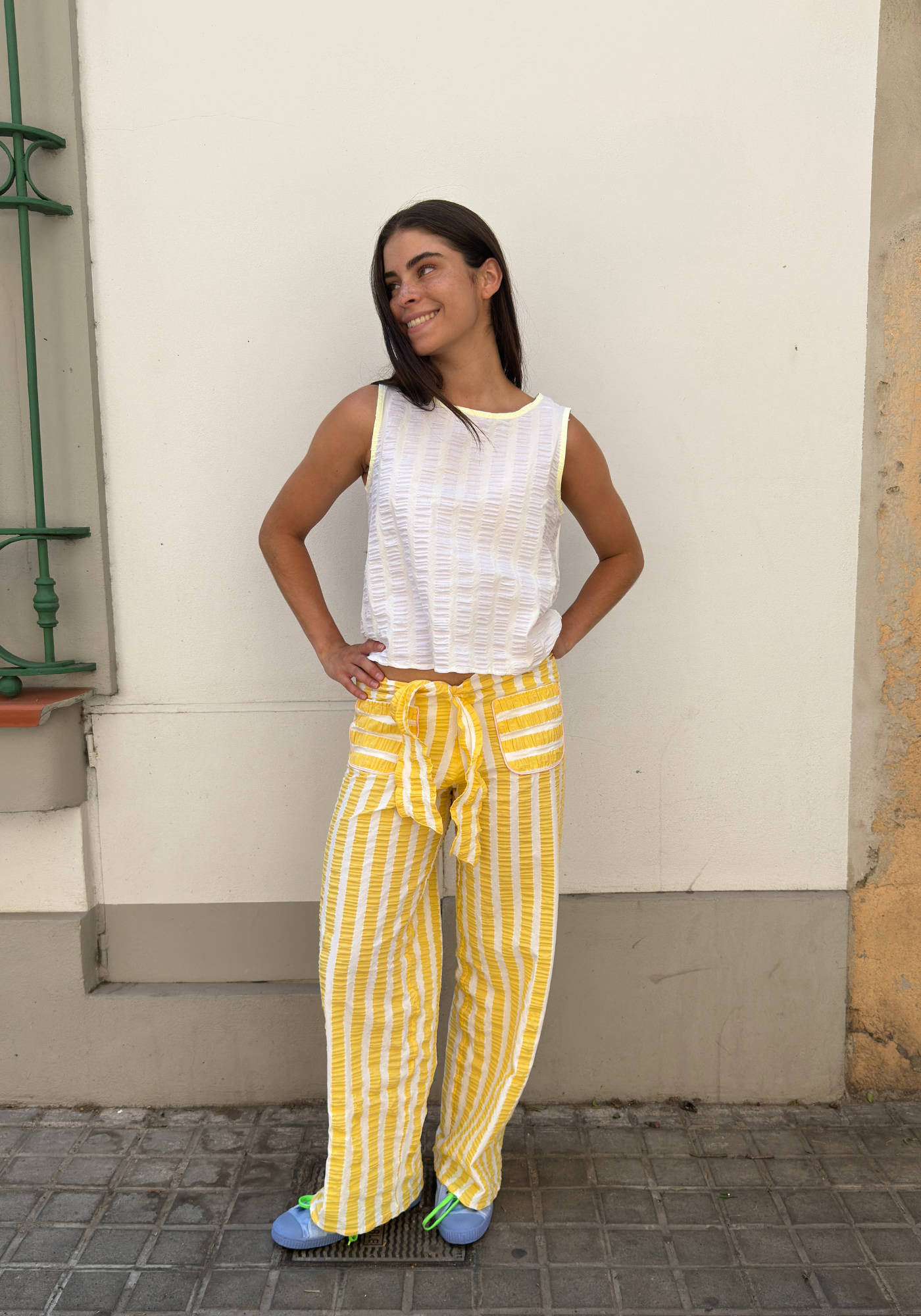 Top Ana Rayas Bianco