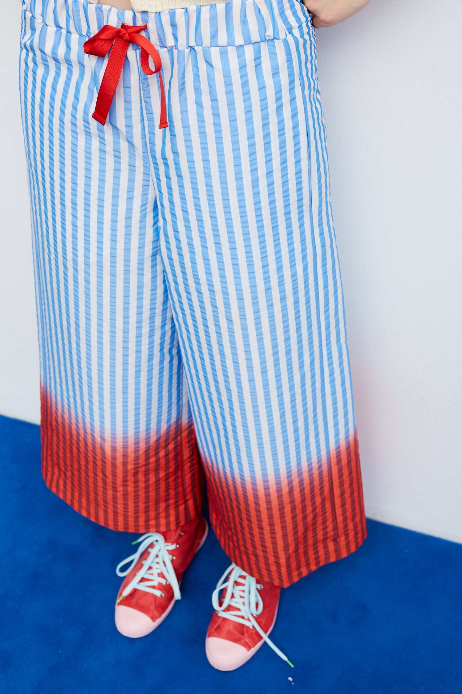 Pantaloni Bomba a Righe Blu