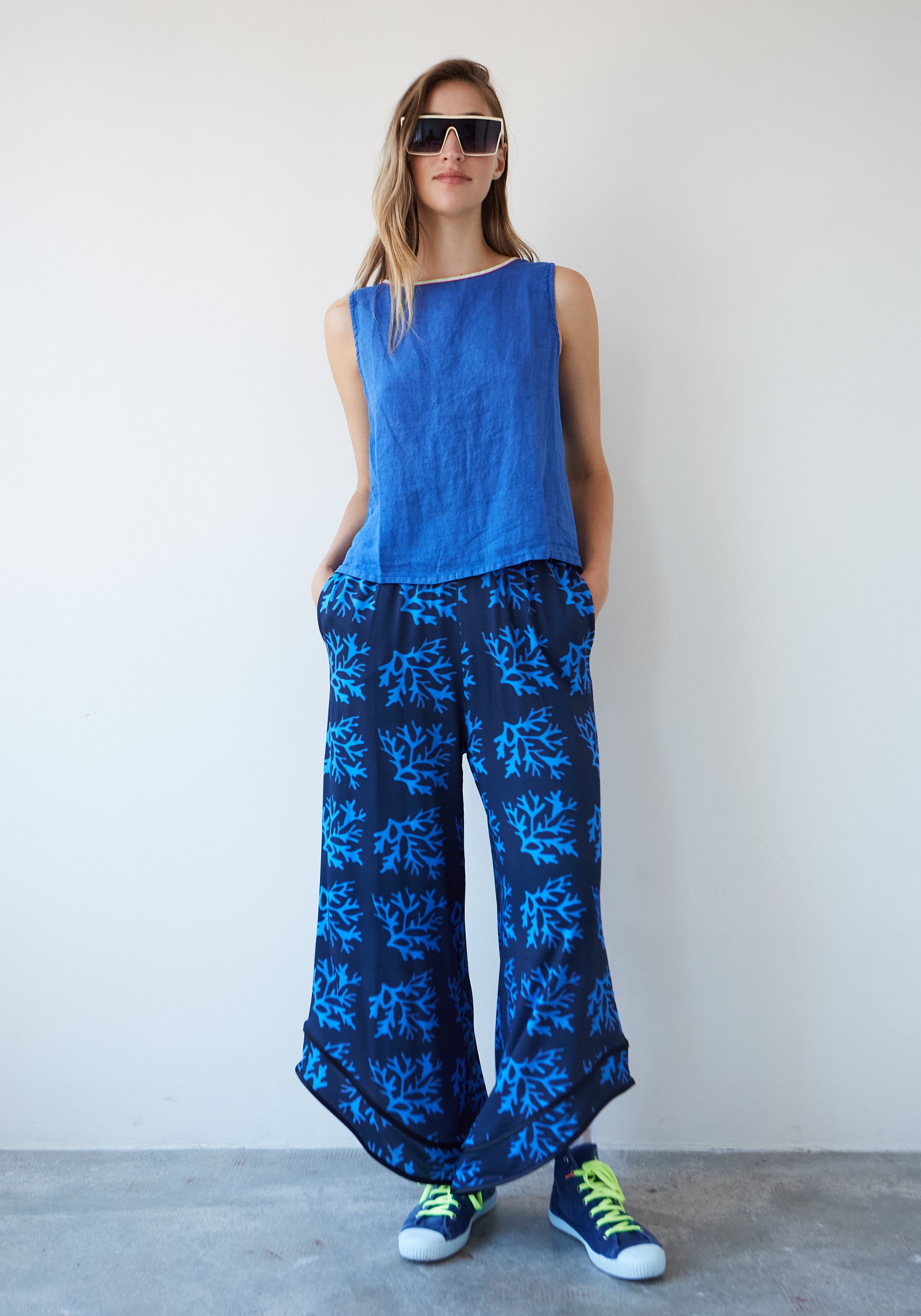 Top Ana Linen Bleu