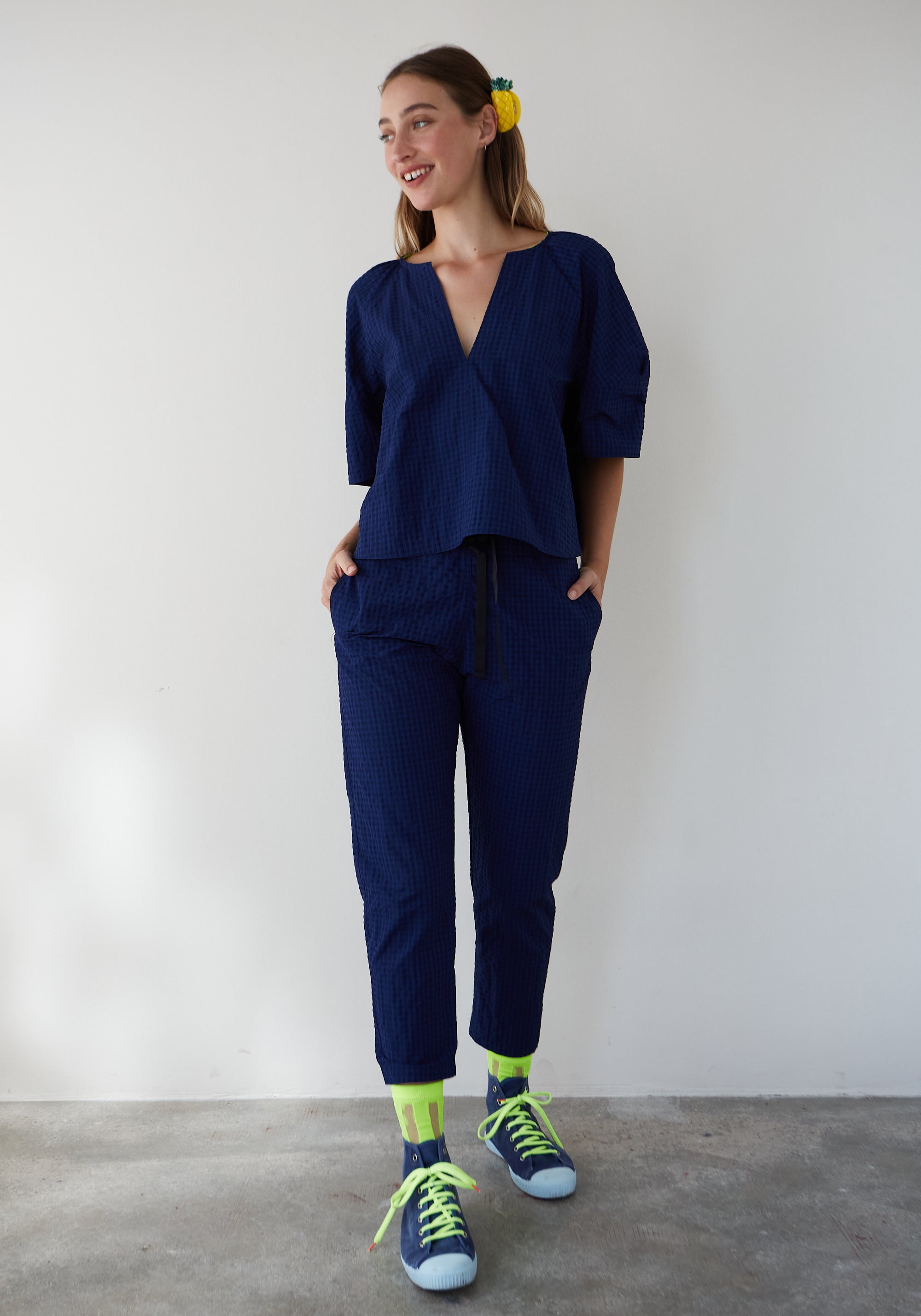Pantalon Royce Vichy Bleu