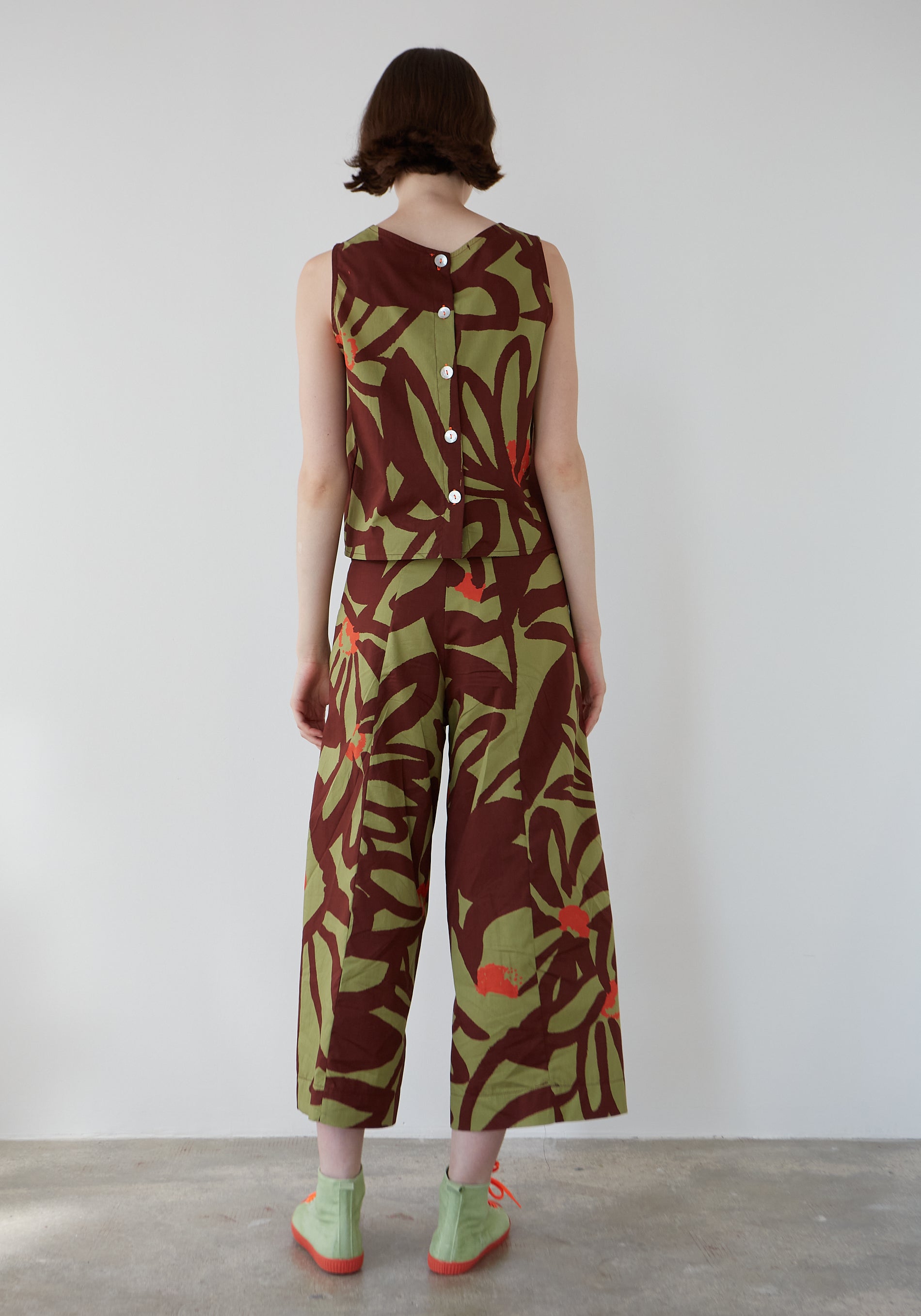 Pantalon Bomba à Fleurs kaki