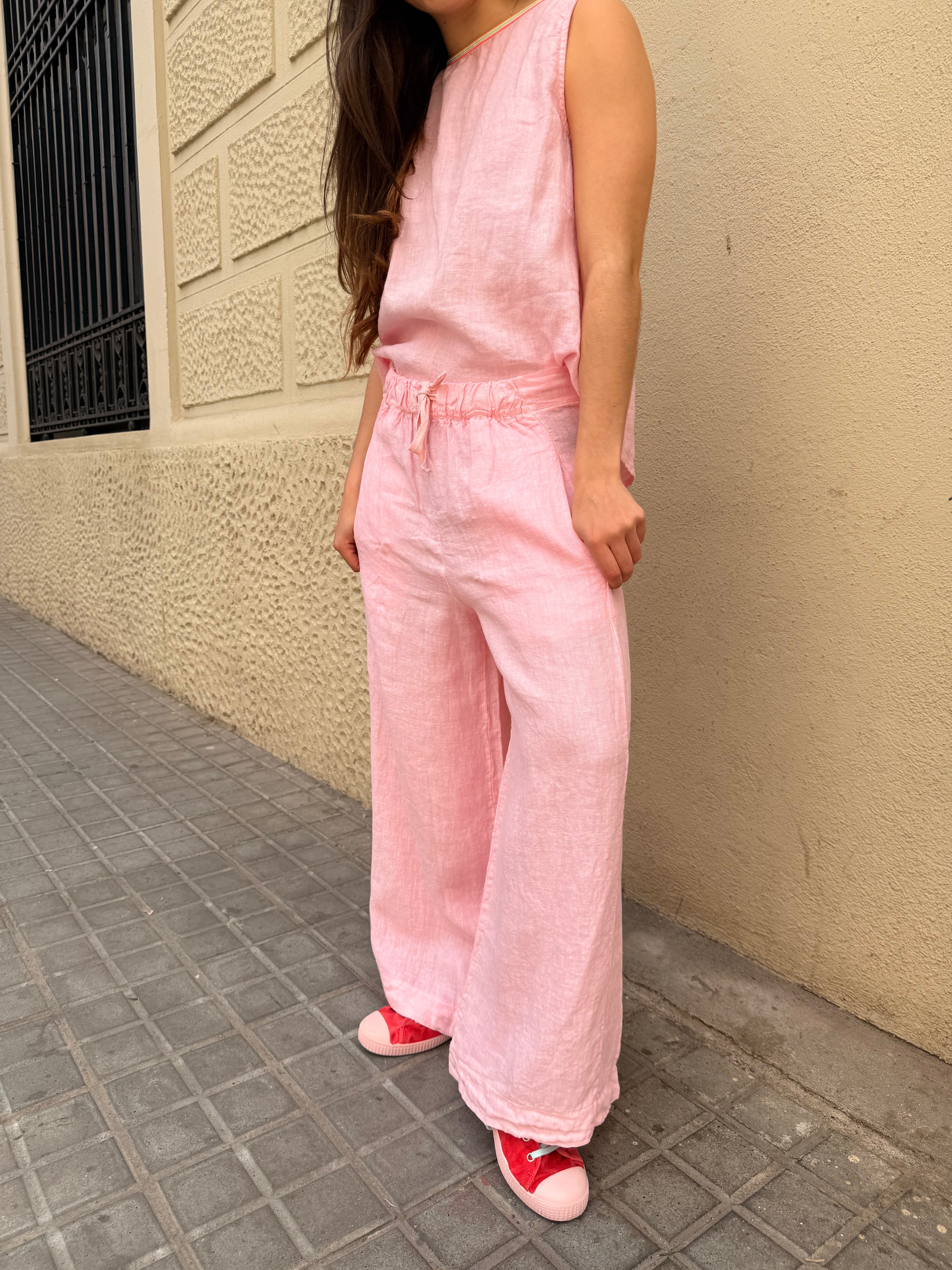 Pantalon Bomba en lin Rose