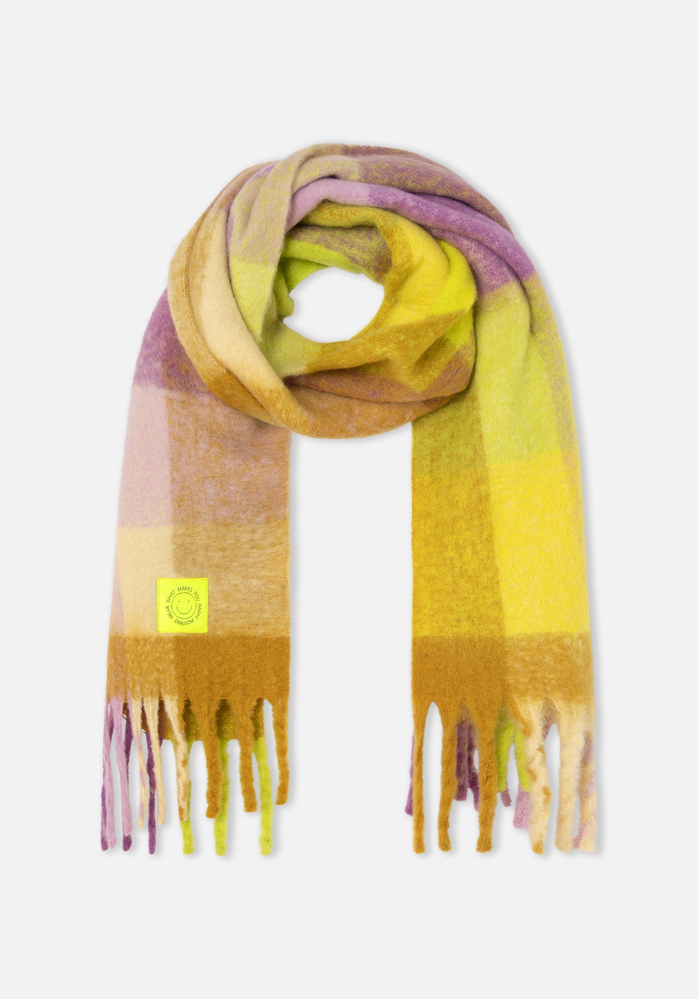 Sciarpa a quadri lilla/giallo