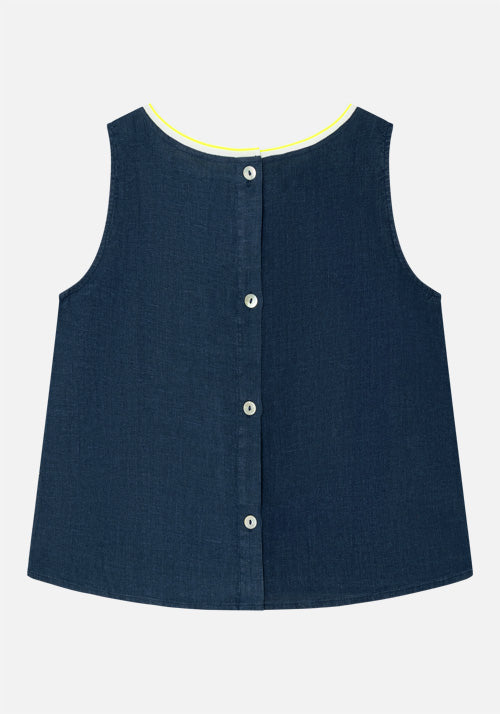 Top en lin bleu Ana