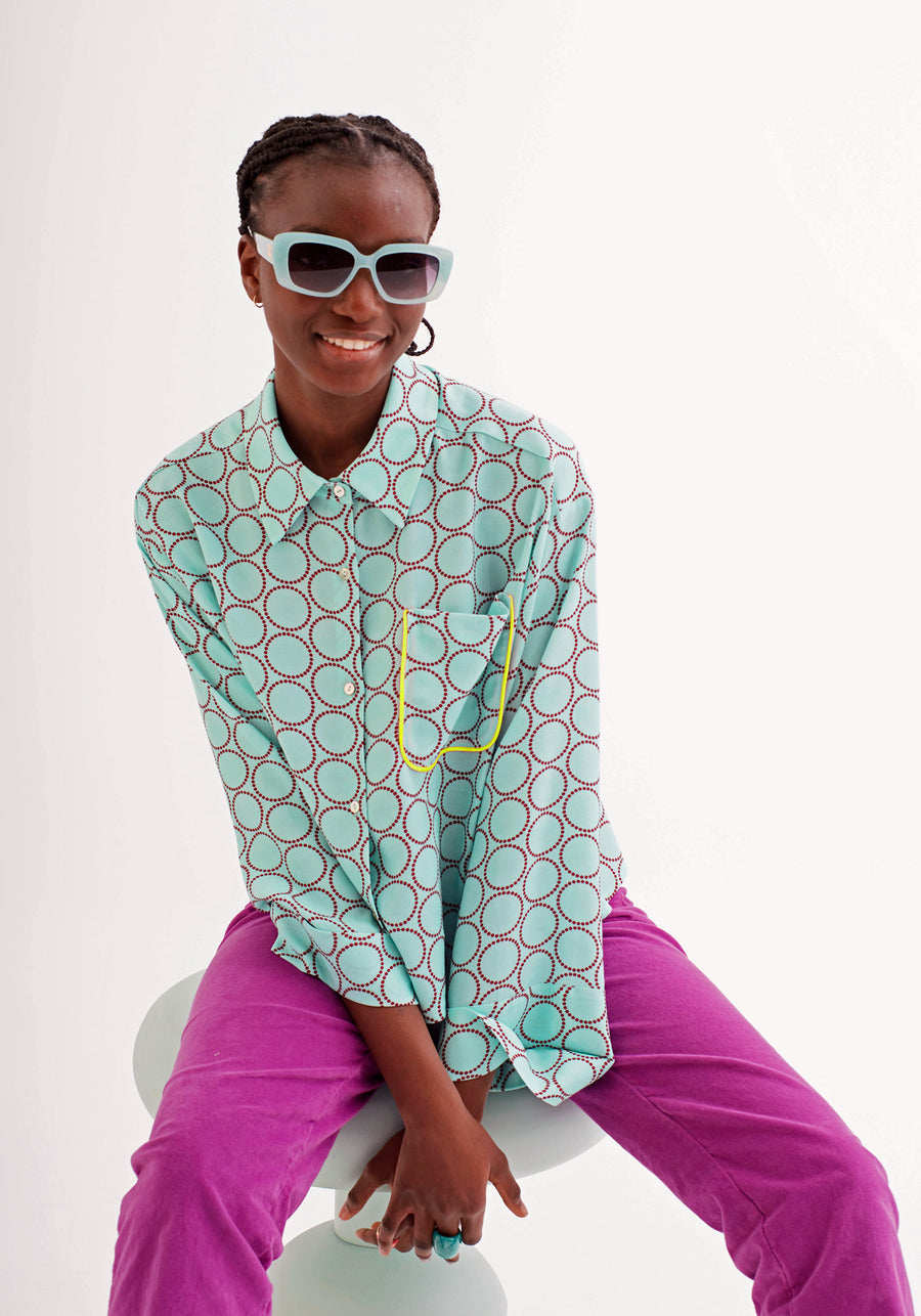 Chemise Imprimée Smile Bleue