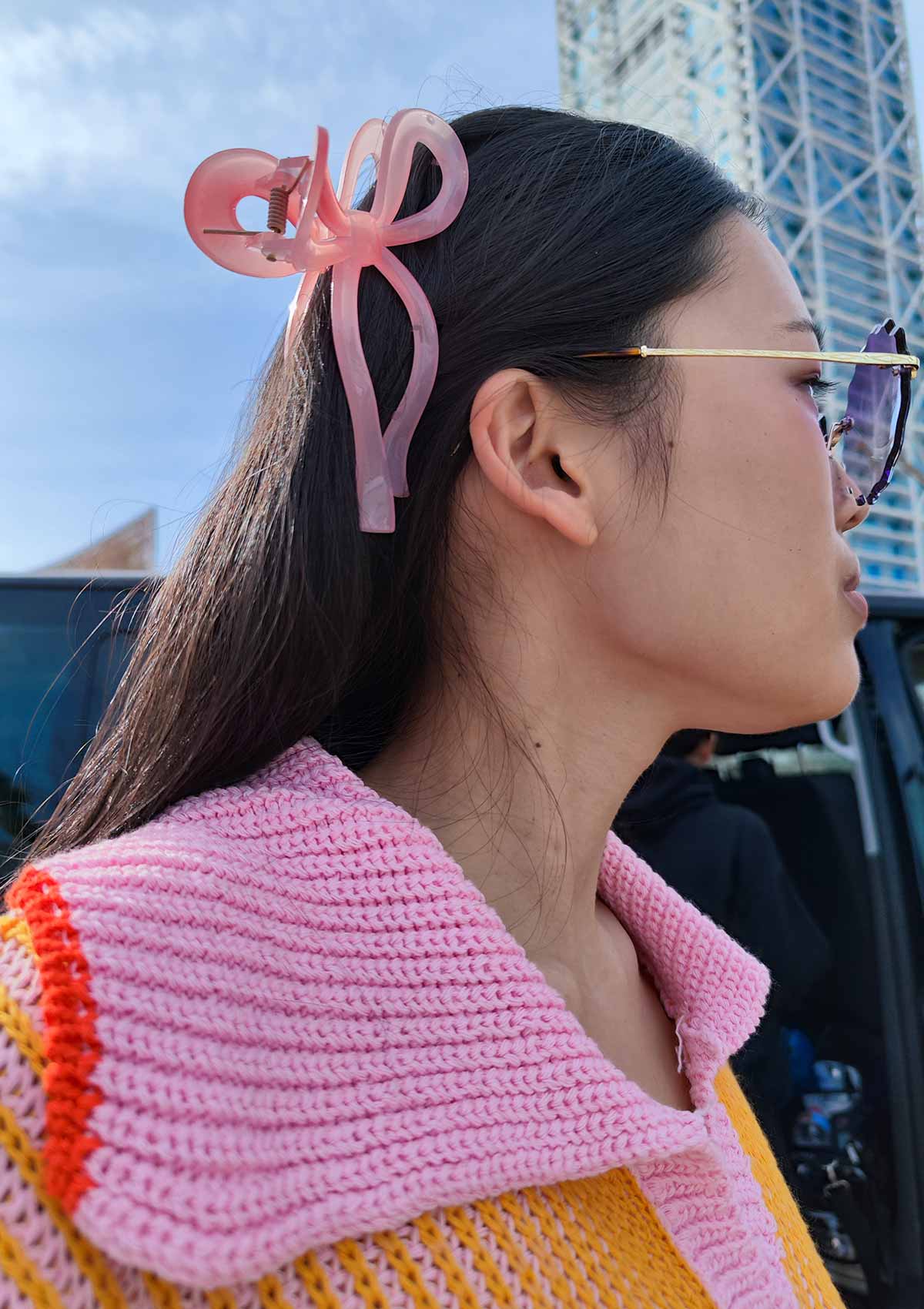 Pince à Cheveux Nœud Rose